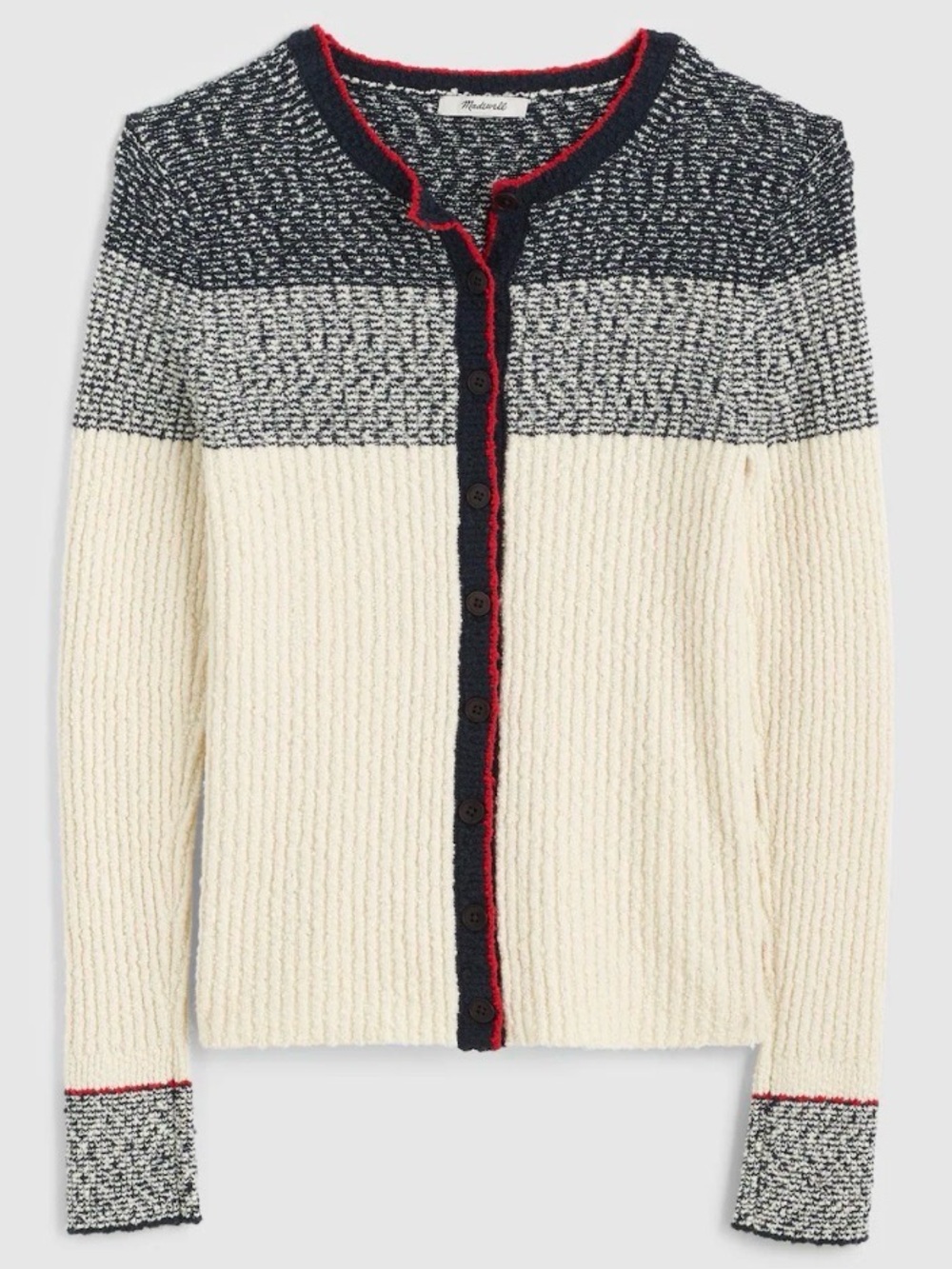 New! Madewell Striped Bouclé-Knit Cardigan - Picture 3 of 8